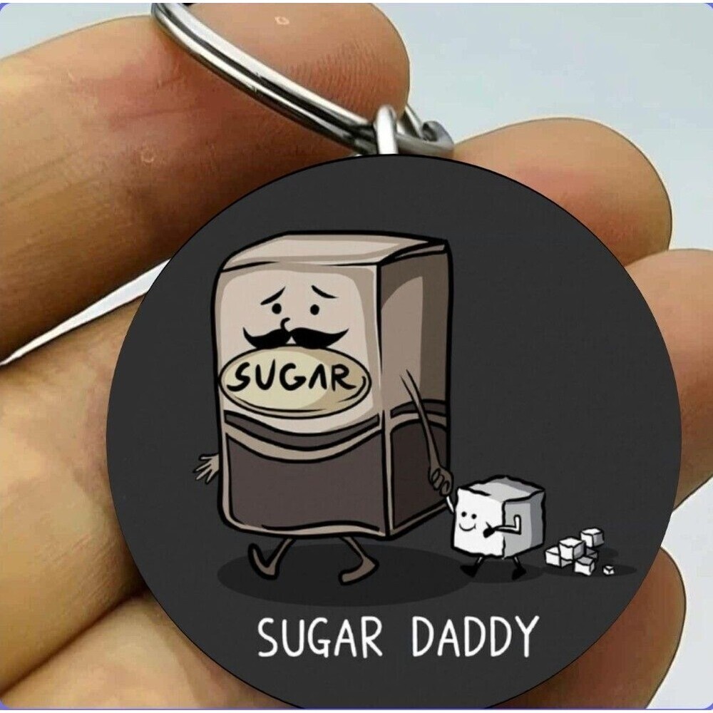 Sweet Candy Sugar Daddy And Kid Child Funnh Art Stainless Keychain Cute Handmade